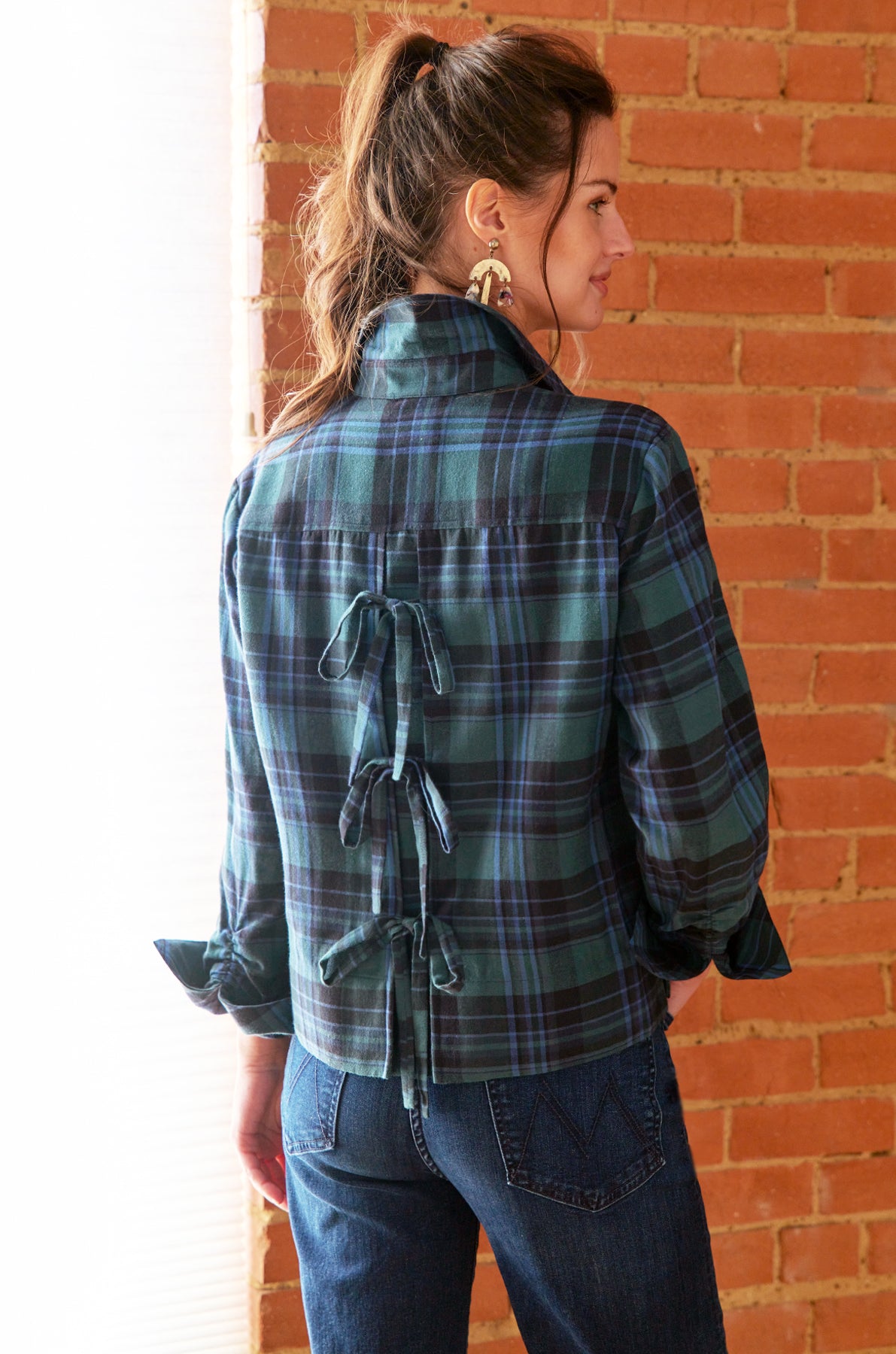 EUGENIE SHIRT BRUSHED TEAL PLAID