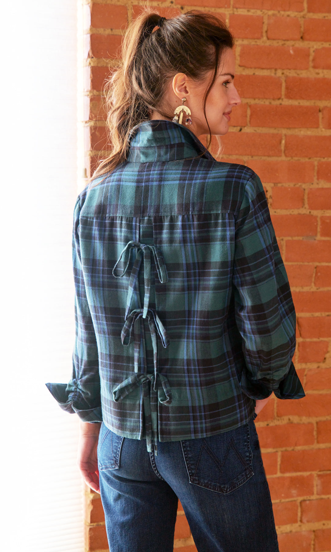 EUGENIE SHIRT BRUSHED TEAL PLAID