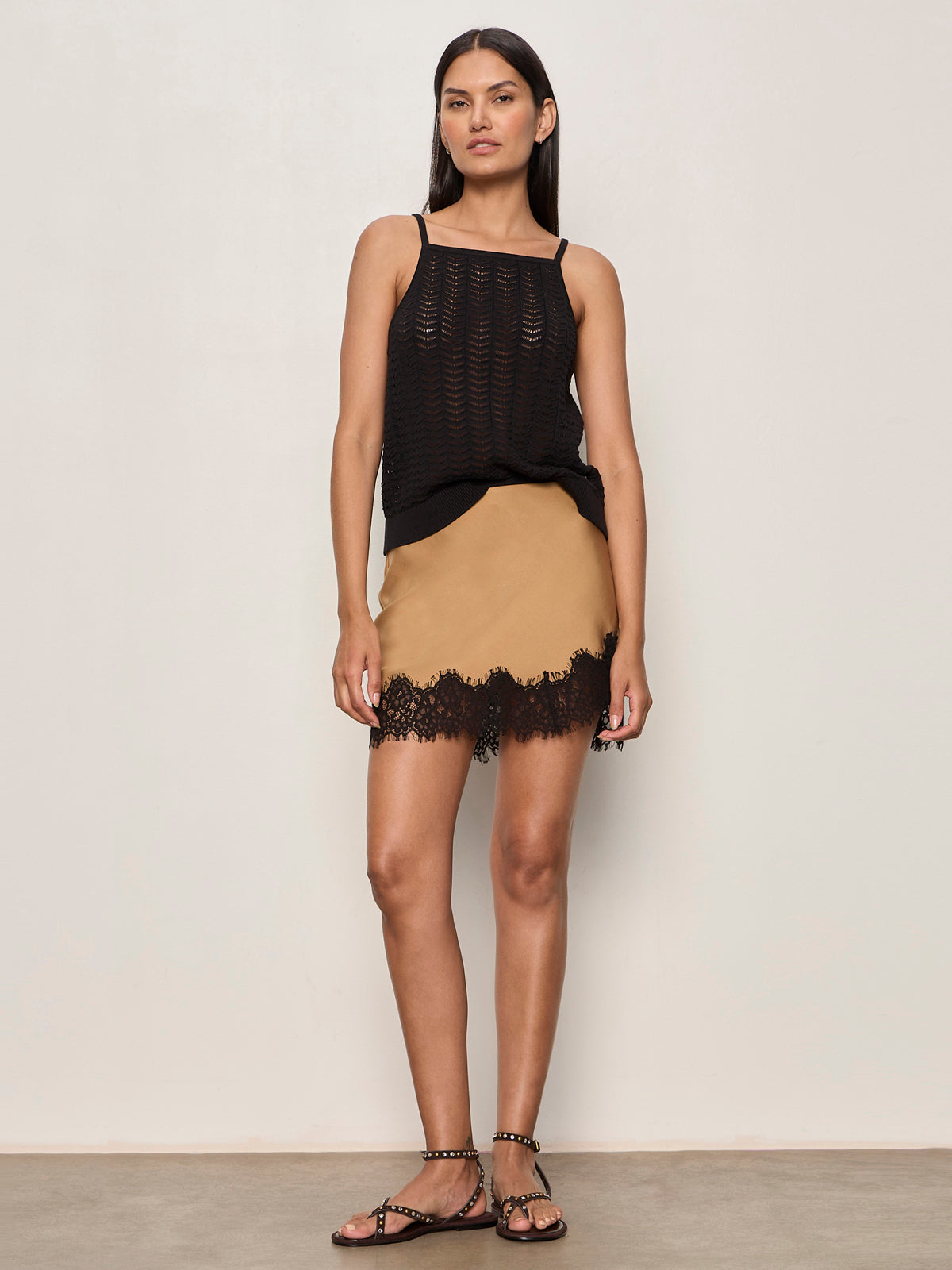 EVERYDAY SATIN LACE MINI SKIRT