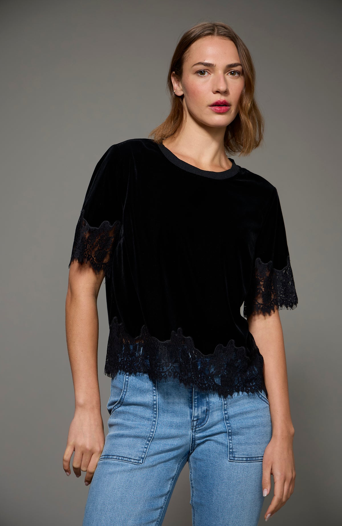 ONE OF A KIND VELVET LACE TOP