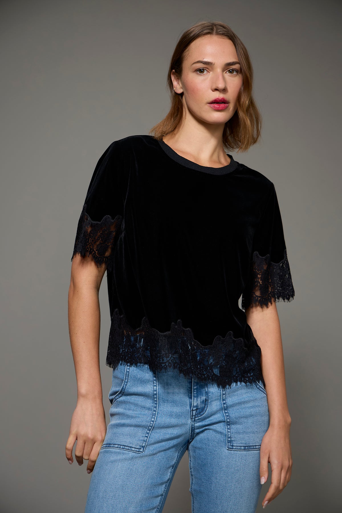 ONE OF A KIND VELVET LACE TOP