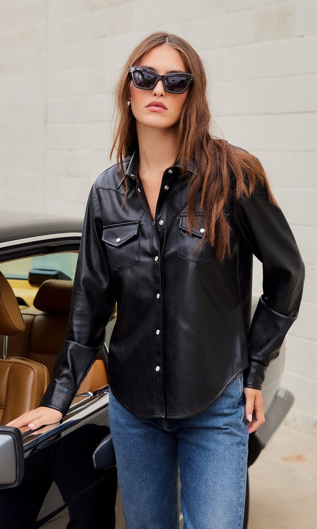 Anna Faux Leather Shirt