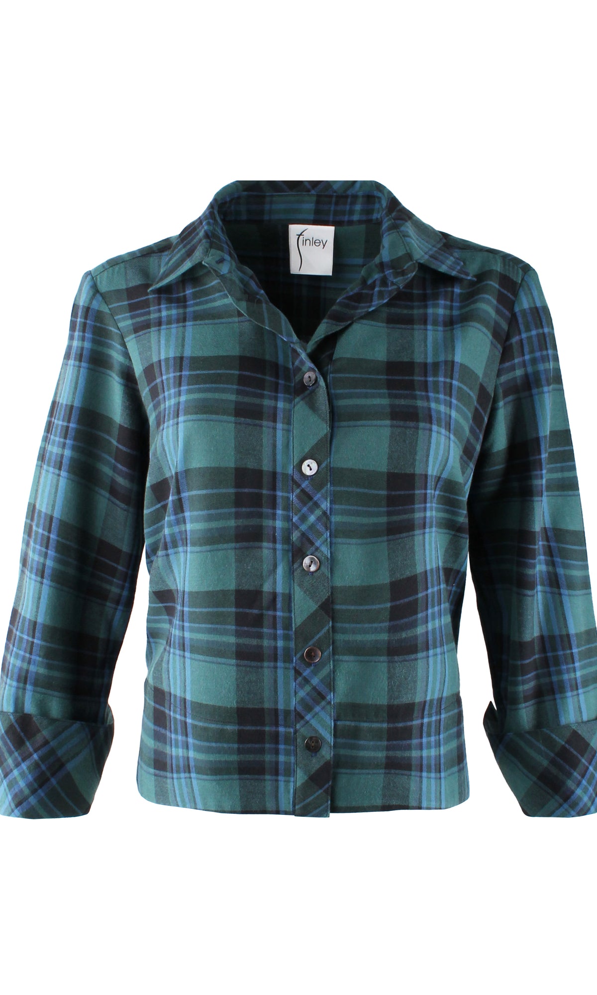EUGENIE SHIRT BRUSHED TEAL PLAID