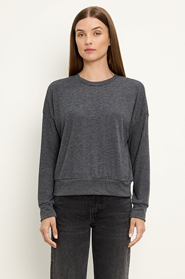 JULIANA CREW NECK RIB MIX TOP