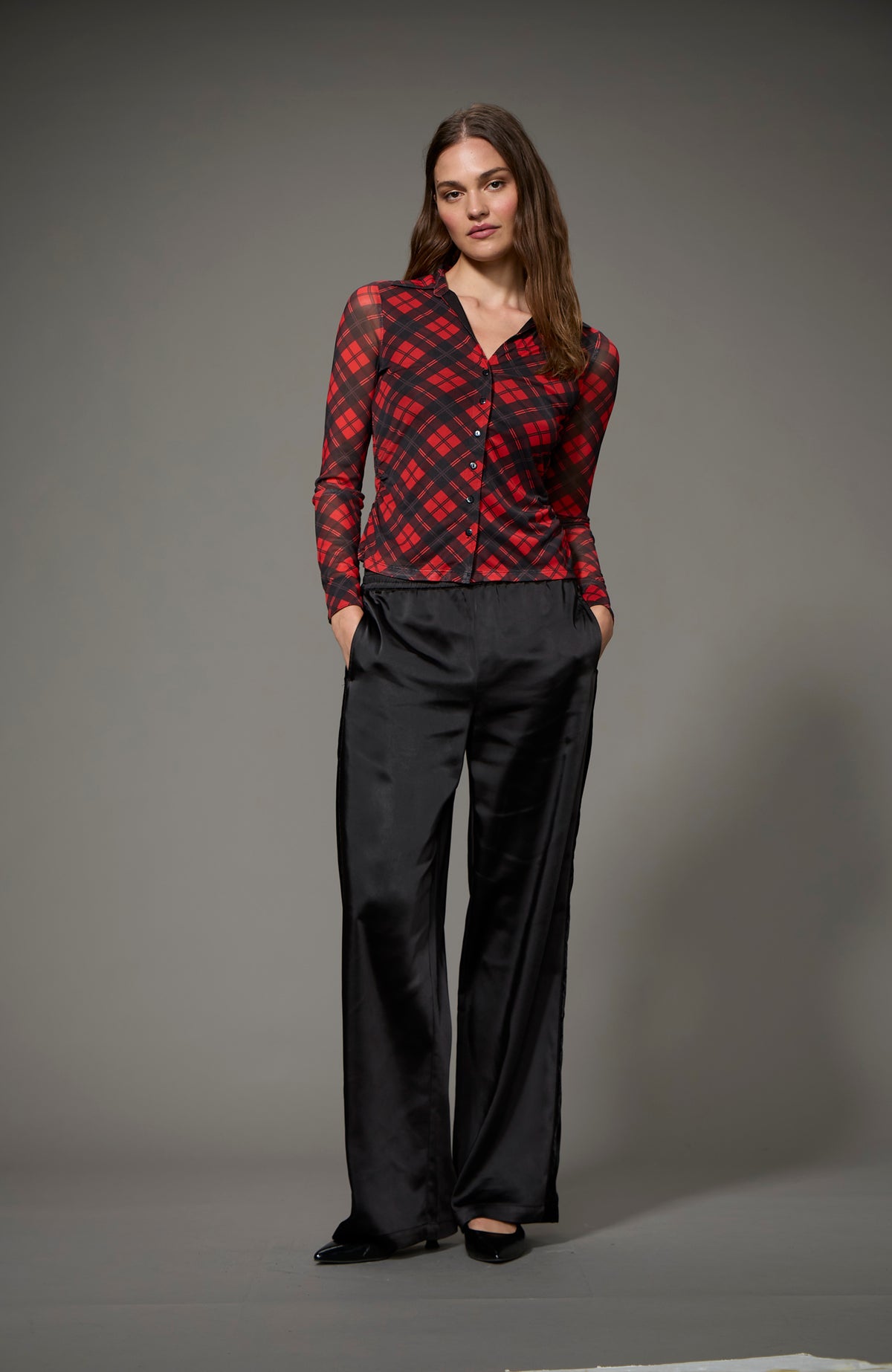 POLISHED SATIN TRACK PANT
