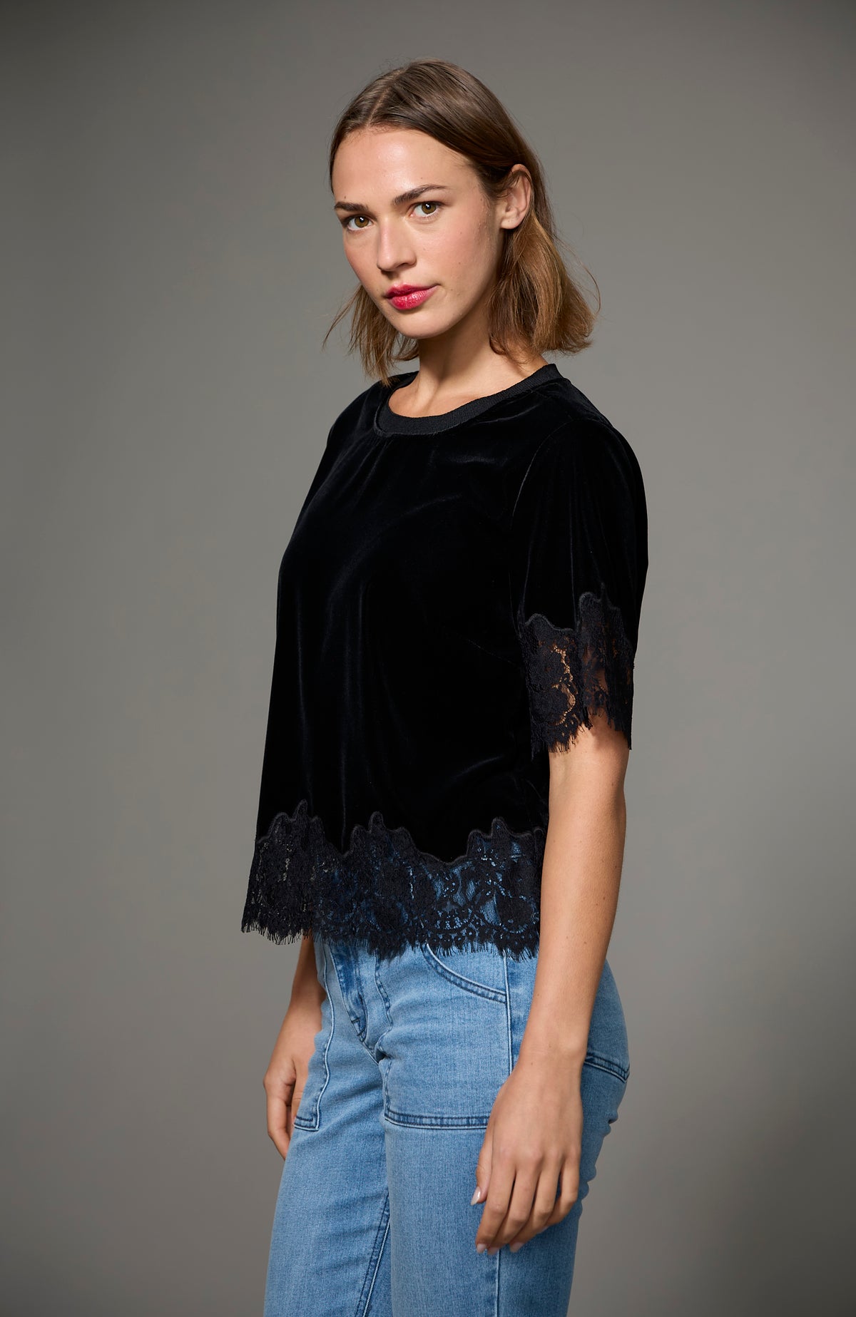 ONE OF A KIND VELVET LACE TOP