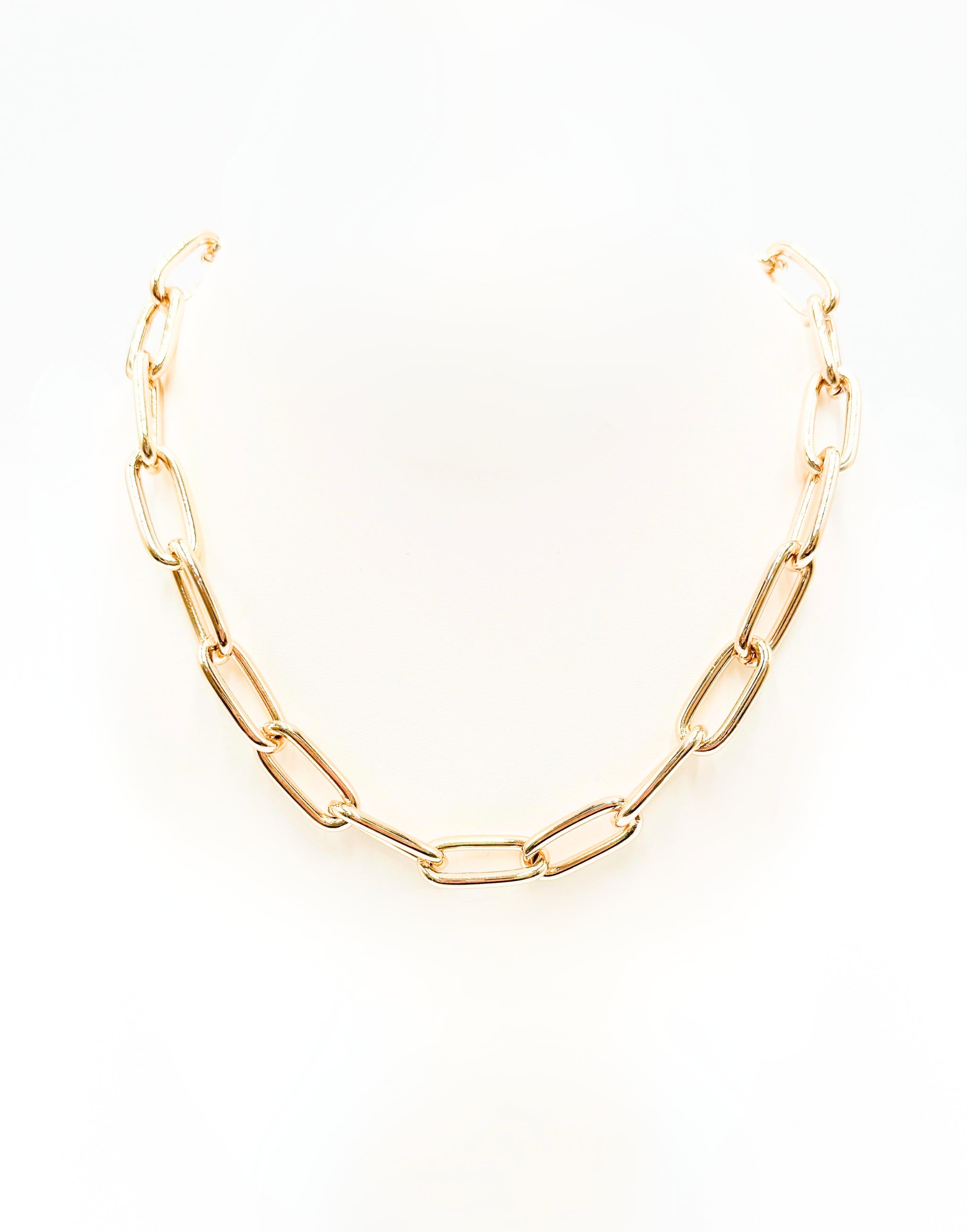 Costume Jewelry Gold Necklace 14K Yellow Gold Paperclip Chain Necklace