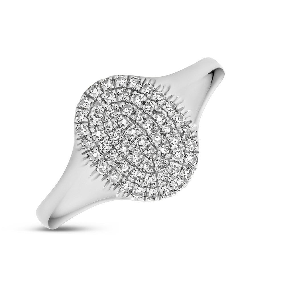 SIGNET ROUND 14K DIAMOND DISC PINKY RING – ENAZ