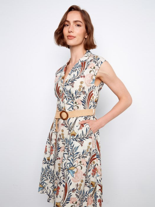 linen cap sleeve dress Cut Loose. Relaxed Cap Sleeve Dress In Morning Glory Hanky Linen. #4021126. (Special Order). | Forget Me Not