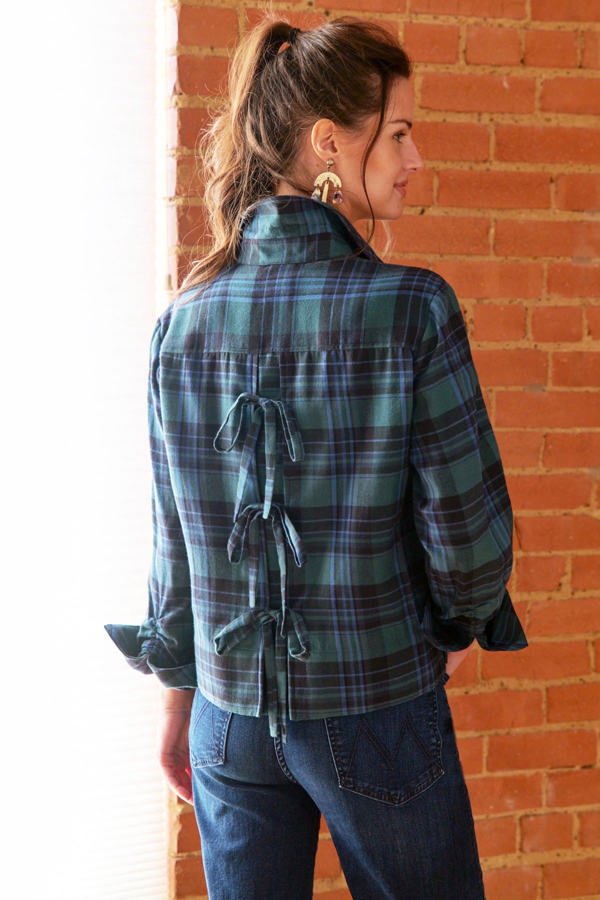 EUGENIE SHIRT BRUSHED TEAL PLAID