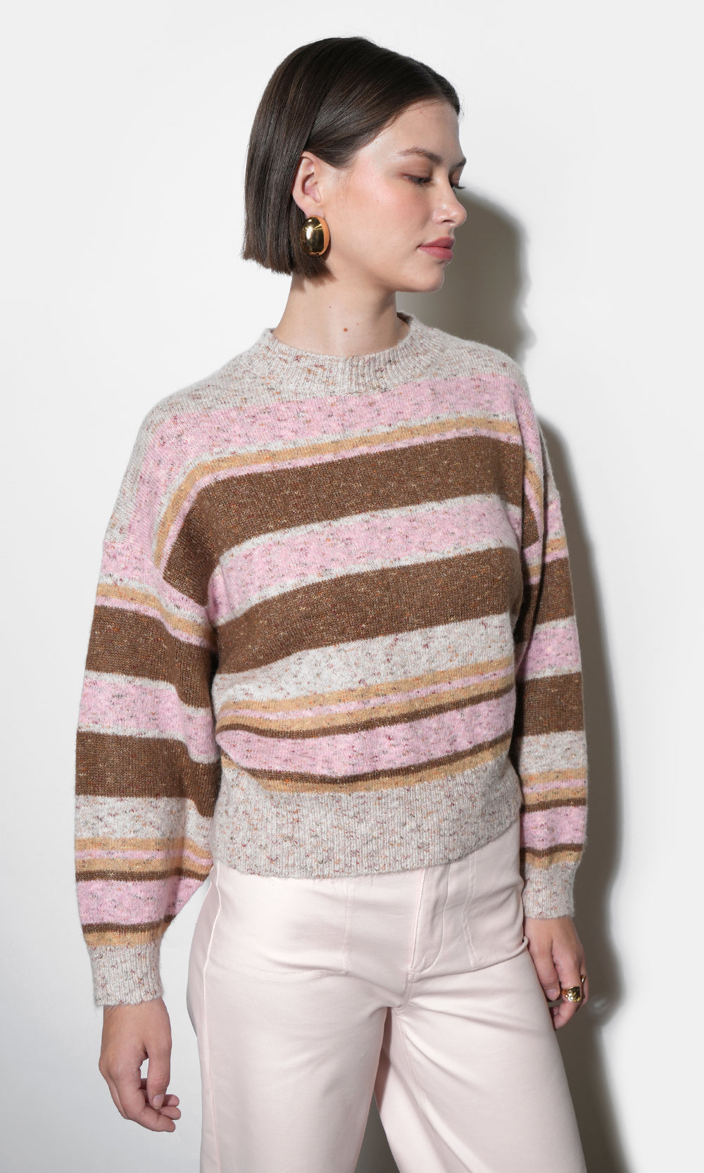 Wendy Slouchy Crew Neck Stripe Sweater