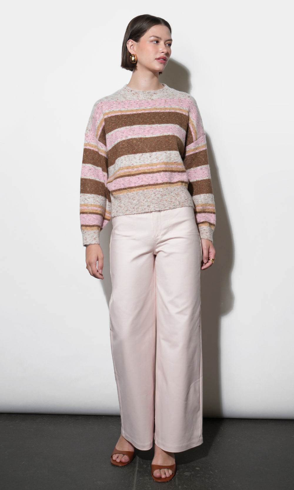 Wendy Slouchy Crew Neck Stripe Sweater