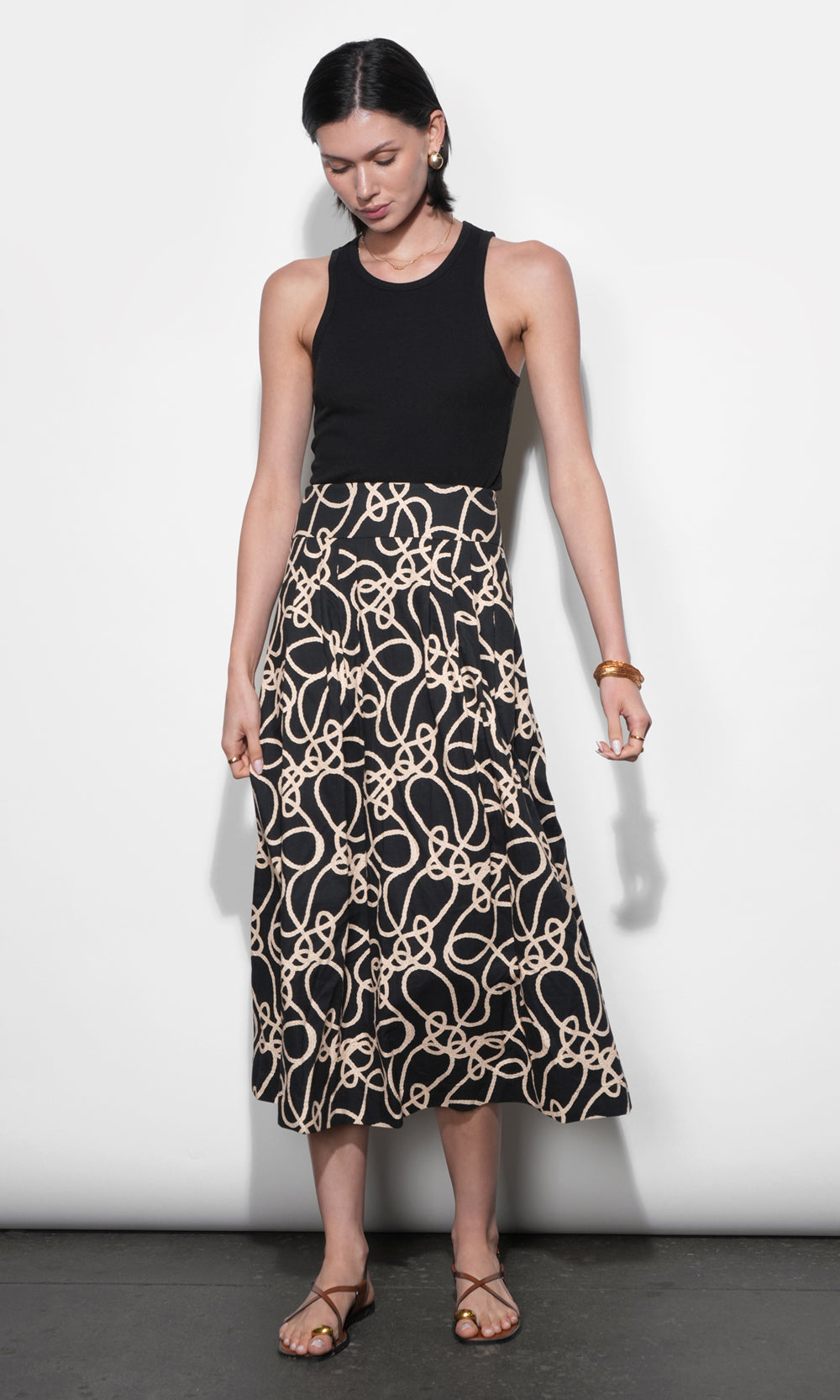 Sailor Pleat Detail Mdi Skirt