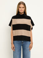 ADELYN STRIPED TURTLENECK PONCHO VEST