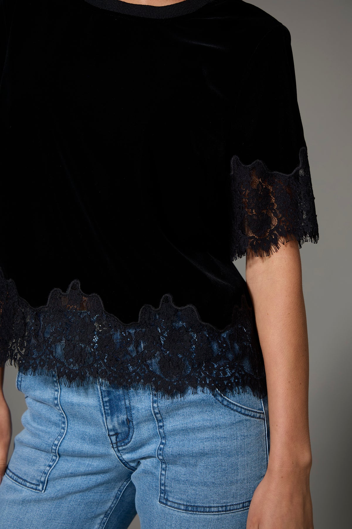 ONE OF A KIND VELVET LACE TOP