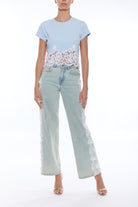 PAIGE RIB LACE COMBO TOP