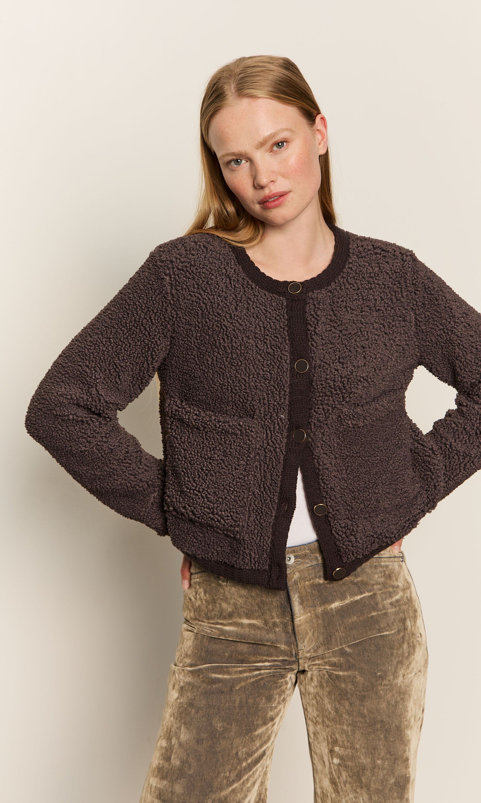 トップス POLYPLOID CARDIGAN C BROWN MELANGE Cardigans – ENAZ