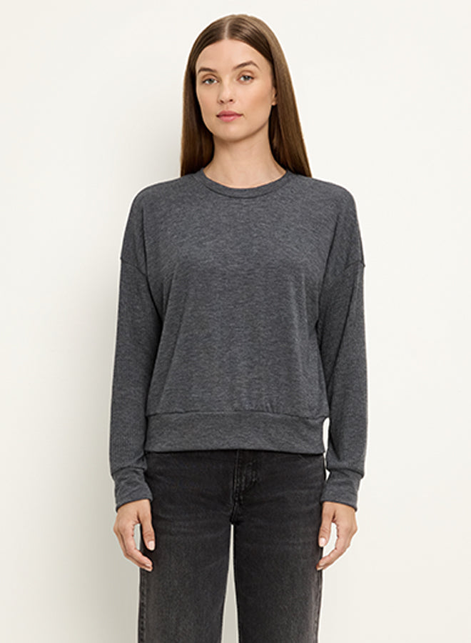 JULIANA CREW NECK RIB MIX TOP