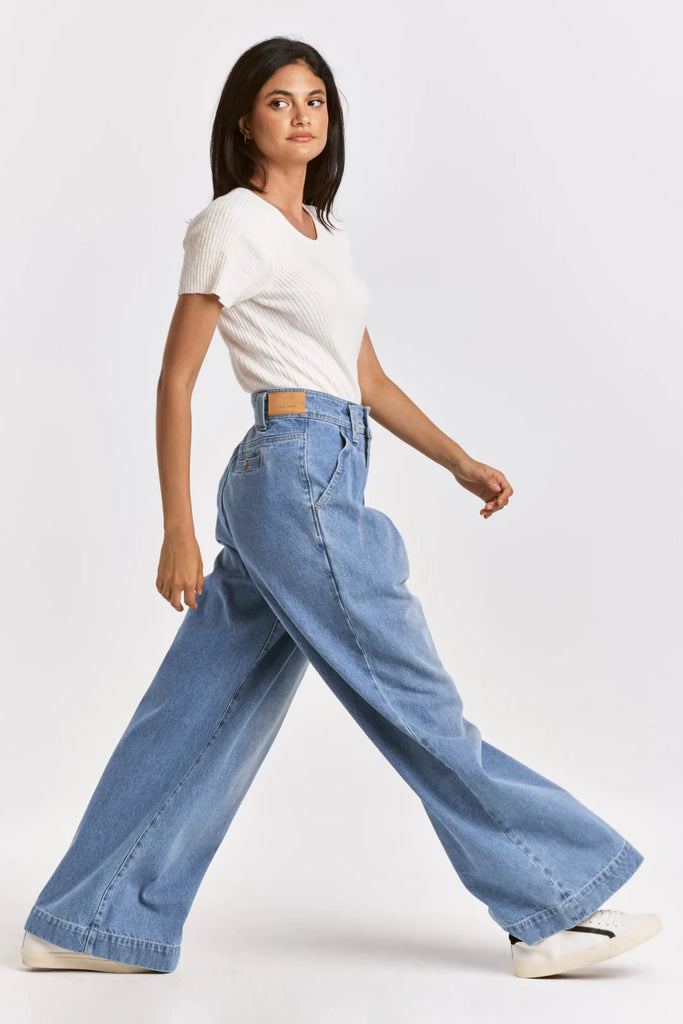 Brigitte - Blue Tailored High Waisted Flare Trousers – Miss G Couture