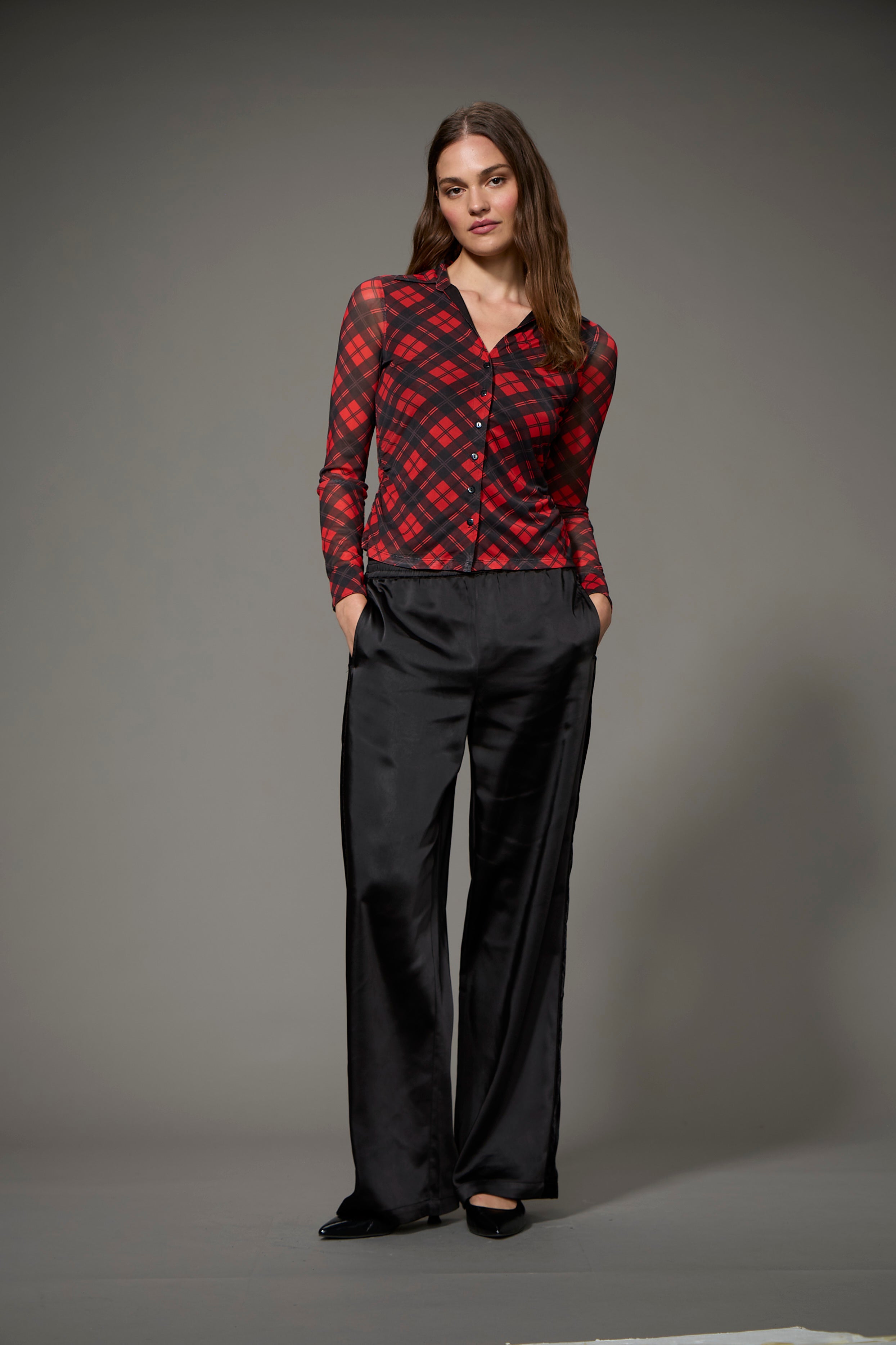 POLISHED SATIN TRACK PANT