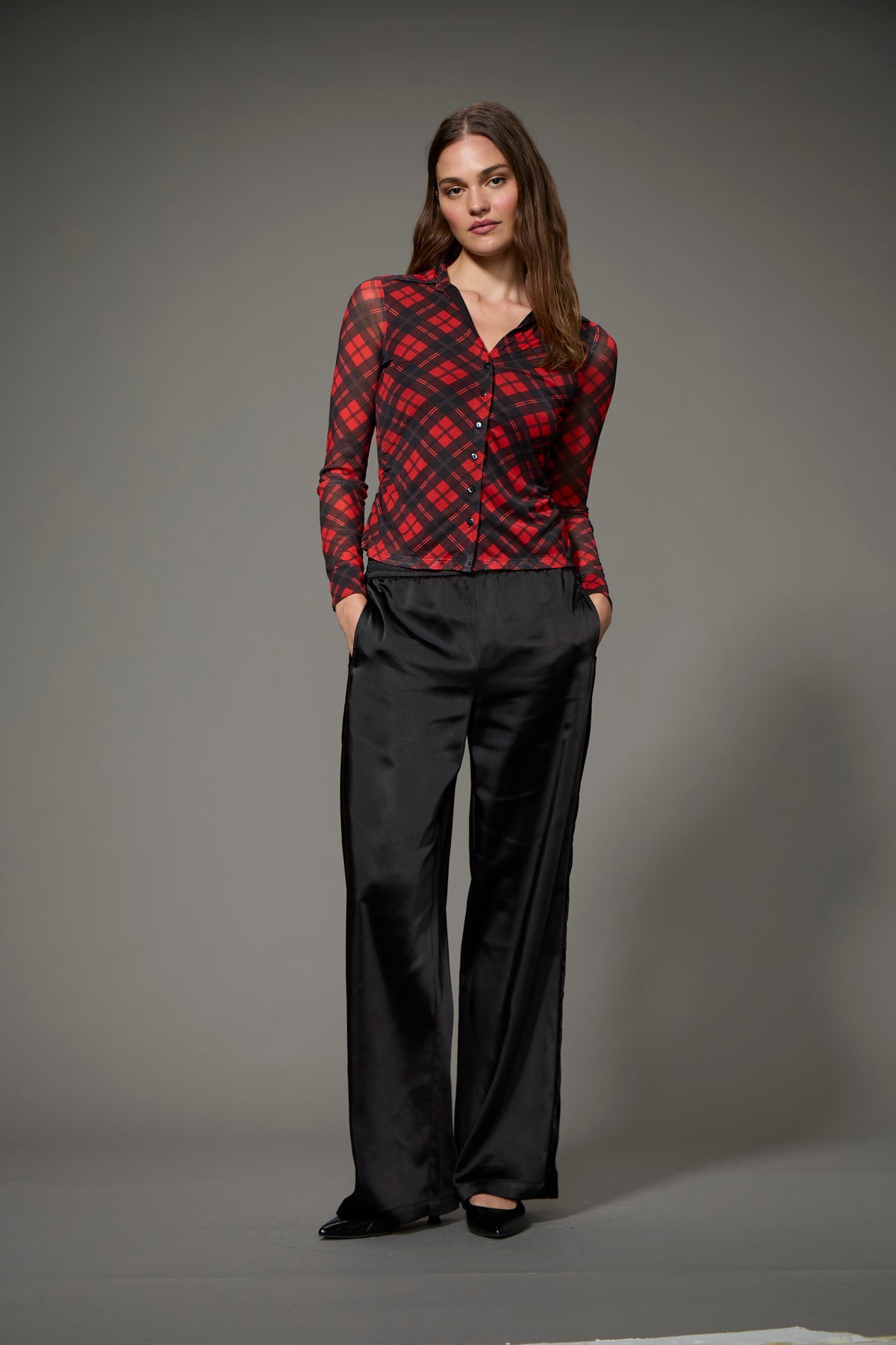 POLISHED SATIN TRACK PANT