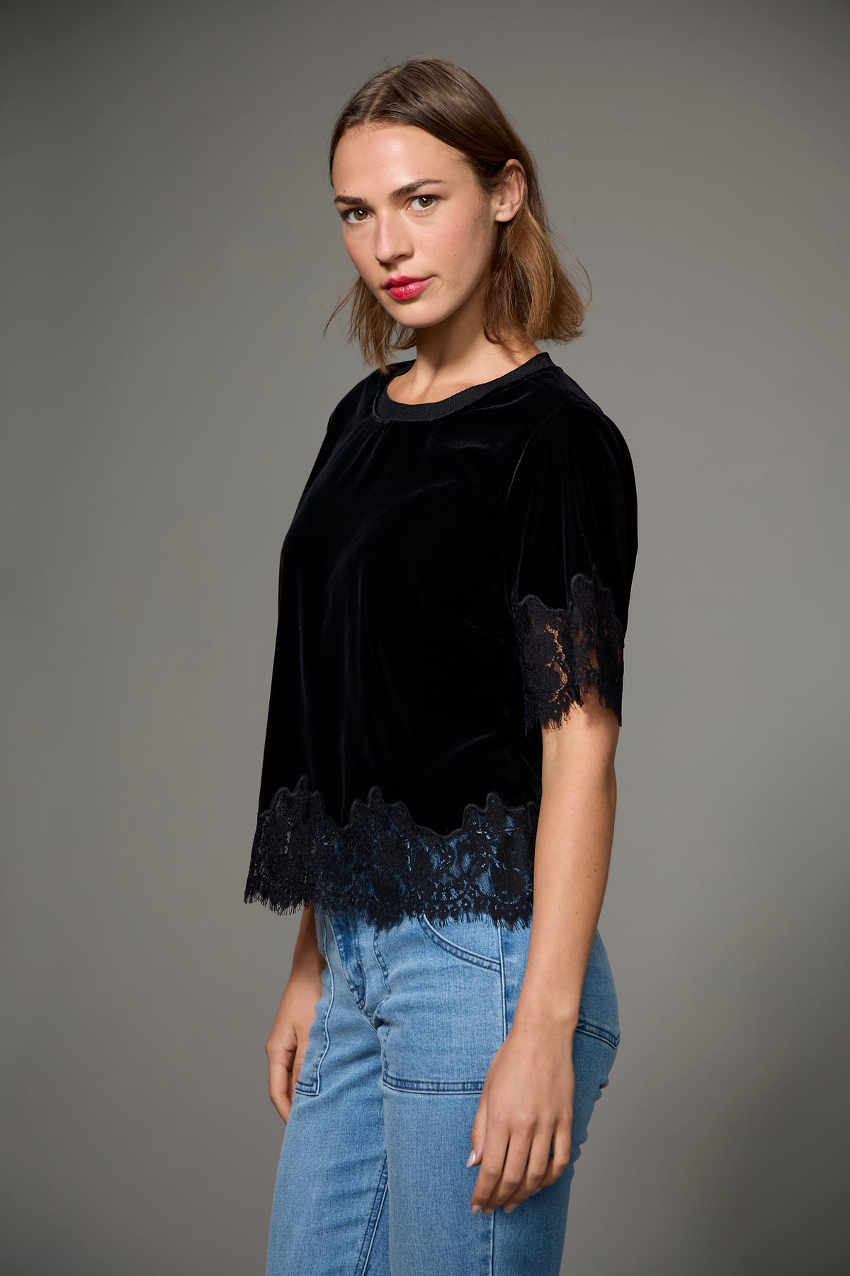 ONE OF A KIND VELVET LACE TOP